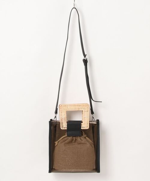 minia（ミニア）の「ラタンハンドルクリアバッグ（ハンドバッグ・レディース・モカ/ブラック/クリア・FREE）」の7枚目の写真