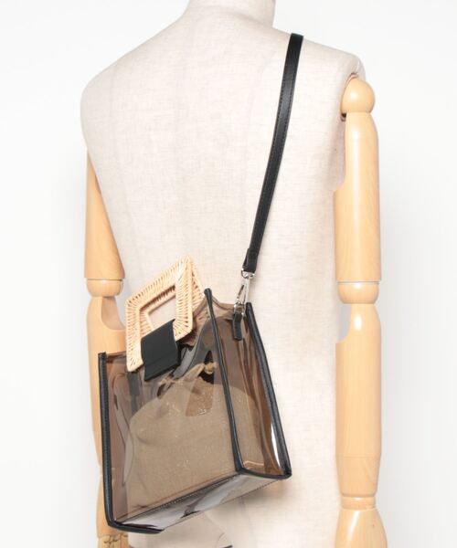 minia（ミニア）の「ラタンハンドルクリアバッグ（ハンドバッグ・レディース・モカ/ブラック/クリア・FREE）」の10枚目の写真