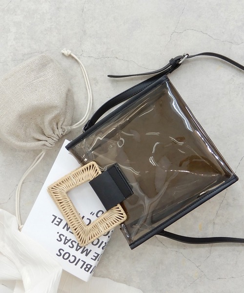 minia（ミニア）の「ラタンハンドルクリアバッグ（ハンドバッグ・レディース・モカ/ブラック/クリア・FREE）」の13枚目の写真