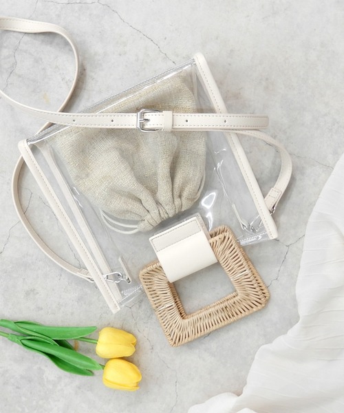 minia（ミニア）の「ラタンハンドルクリアバッグ（ハンドバッグ・レディース・モカ/ブラック/クリア・FREE）」の14枚目の写真