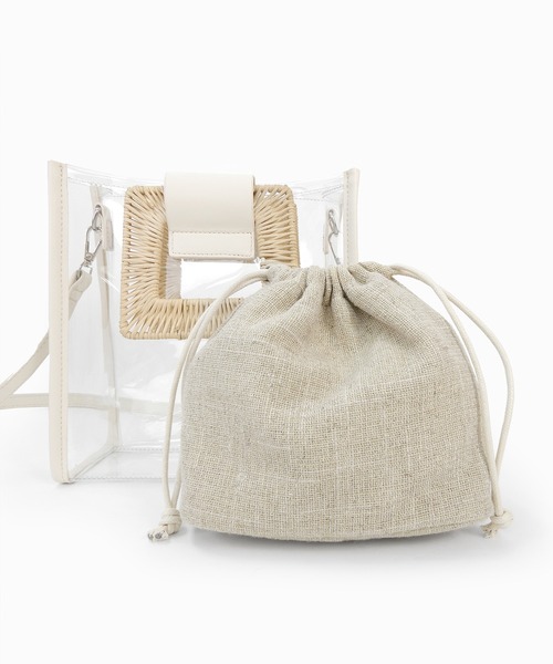 minia（ミニア）の「ラタンハンドルクリアバッグ（ハンドバッグ・レディース・モカ/ブラック/クリア・FREE）」の16枚目の写真