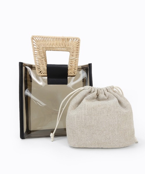 minia（ミニア）の「ラタンハンドルクリアバッグ（ハンドバッグ・レディース・モカ/ブラック/クリア・FREE）」の17枚目の写真