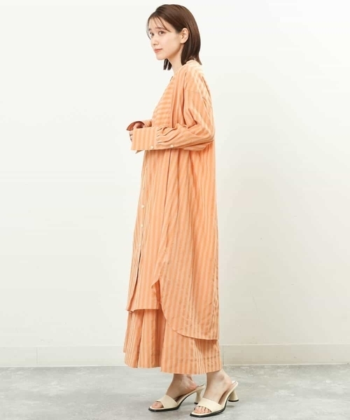MK MICHEL KLEIN（エムケーミッシェルクラン）の「ストライプ柄シャツワンピース/洗える（シャツワンピース・レディース・オレンジ/ブルー・38）」の12枚目の写真