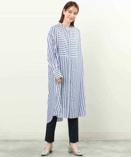 MK MICHEL KLEIN（エムケーミッシェルクラン）の「ストライプ柄シャツワンピース/洗える（シャツワンピース・レディース・オレンジ/ブルー・38）」の20枚目の写真