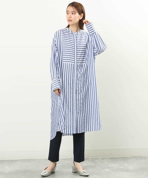 MK MICHEL KLEIN（エムケーミッシェルクラン）の「ストライプ柄シャツワンピース/洗える（シャツワンピース・レディース・オレンジ/ブルー・38）」の10枚目の写真