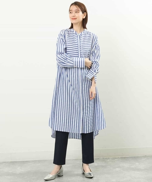 MK MICHEL KLEIN（エムケーミッシェルクラン）の「ストライプ柄シャツワンピース/洗える（シャツワンピース・レディース・オレンジ/ブルー・38）」の18枚目の写真