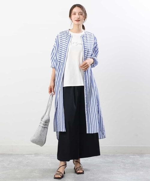 MK MICHEL KLEIN（エムケーミッシェルクラン）の「ストライプ柄シャツワンピース/洗える（シャツワンピース・レディース・オレンジ/ブルー・38）」の8枚目の写真