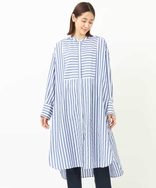 MK MICHEL KLEIN（エムケーミッシェルクラン）の「ストライプ柄シャツワンピース/洗える（シャツワンピース・レディース・オレンジ/ブルー・38）」の19枚目の写真