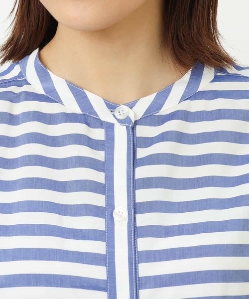 MK MICHEL KLEIN（エムケーミッシェルクラン）の「ストライプ柄シャツワンピース/洗える（シャツワンピース・レディース・オレンジ/ブルー・38）」の14枚目の写真