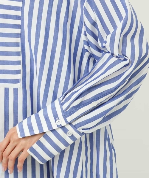 MK MICHEL KLEIN（エムケーミッシェルクラン）の「ストライプ柄シャツワンピース/洗える（シャツワンピース・レディース・オレンジ/ブルー・38）」の11枚目の写真