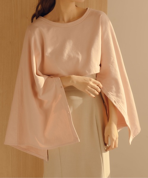 fupel（フぺル）の「フレアスリーブスリットスウェット（スウェット・レディース・ピンク/グレー・FREE）」の2枚目の写真