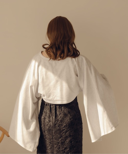 fupel（フぺル）の「フレアスリーブスリットスウェット（スウェット・レディース・ピンク/グレー・FREE）」の9枚目の写真