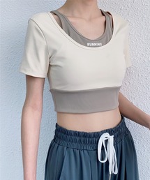 カップ付きトレーニングフィットネスウエア/ヨガトップス