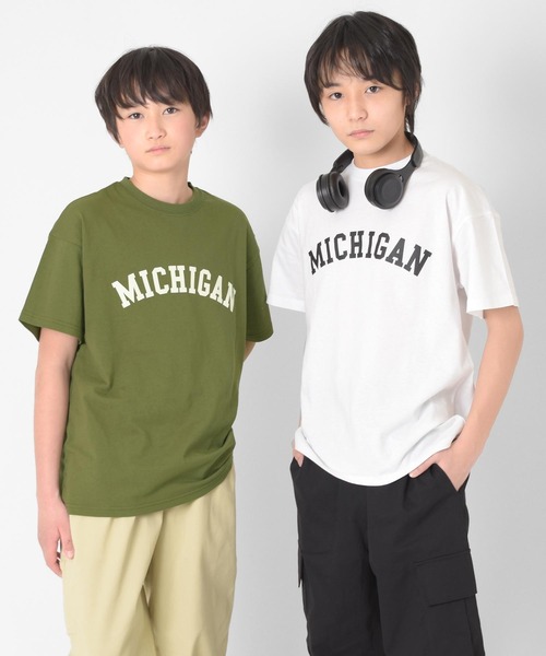 GLAZOS（グラソス）の「【接触冷感】アソートカレッジアーチロゴ半袖Tシャツ（Tシャツ/カットソー・キッズ・グレー/オートミール/チャコールグレー/カーキ/ベージュ/ブルー/ホワイト・140cm/160cm/130cm/170cm/150cm）」の6枚目の写真