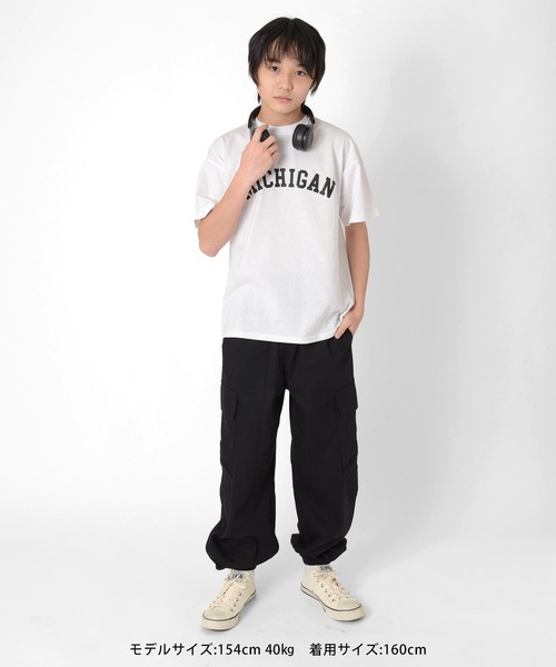 GLAZOS（グラソス）の「【接触冷感】アソートカレッジアーチロゴ半袖Tシャツ（Tシャツ/カットソー・キッズ・グレー/オートミール/チャコールグレー/カーキ/ベージュ/ブルー/ホワイト・140cm/160cm/130cm/170cm/150cm）」の14枚目の写真