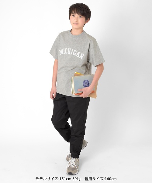 GLAZOS（グラソス）の「【接触冷感】アソートカレッジアーチロゴ半袖Tシャツ（Tシャツ/カットソー・キッズ・グレー/オートミール/チャコールグレー/カーキ/ベージュ/ブルー/ホワイト・140cm/160cm/130cm/170cm/150cm）」の11枚目の写真