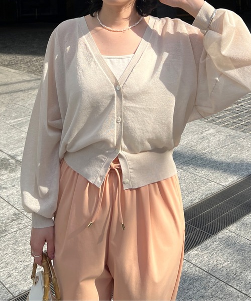 Chez toi（シェトワ）の「シアーラグラン短丈カーディガン（カーディガン/ボレロ・レディース・グリーン/アイボリー/イエロー/ブラック・FREE）」の2枚目の写真