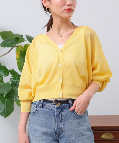 Chez toi（シェトワ）の「シアーラグラン短丈カーディガン（カーディガン/ボレロ・レディース・グリーン/アイボリー/イエロー/ブラック・FREE）」の16枚目の写真