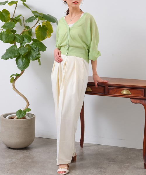 Chez toi（シェトワ）の「シアーラグラン短丈カーディガン（カーディガン/ボレロ・レディース・グリーン/アイボリー/イエロー/ブラック・FREE）」の10枚目の写真