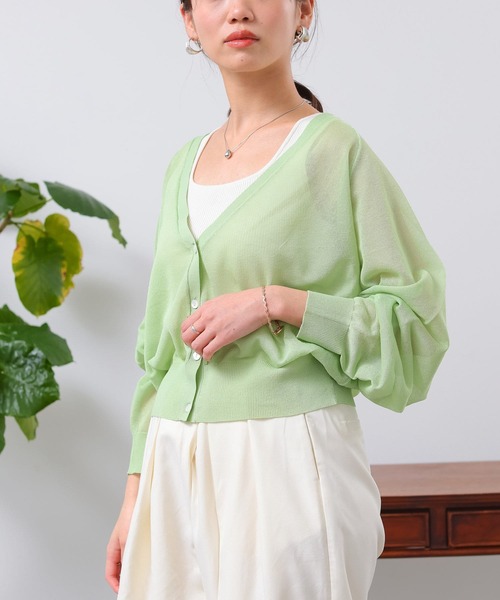 Chez toi（シェトワ）の「シアーラグラン短丈カーディガン（カーディガン/ボレロ・レディース・グリーン/アイボリー/イエロー/ブラック・FREE）」の6枚目の写真