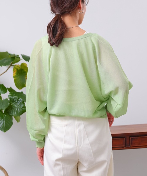 Chez toi（シェトワ）の「シアーラグラン短丈カーディガン（カーディガン/ボレロ・レディース・グリーン/アイボリー/イエロー/ブラック・FREE）」の22枚目の写真