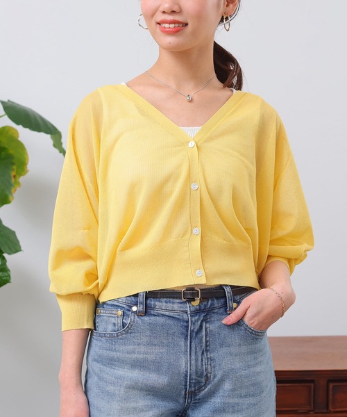 Chez toi（シェトワ）の「シアーラグラン短丈カーディガン（カーディガン/ボレロ・レディース・グリーン/アイボリー/イエロー/ブラック・FREE）」の12枚目の写真