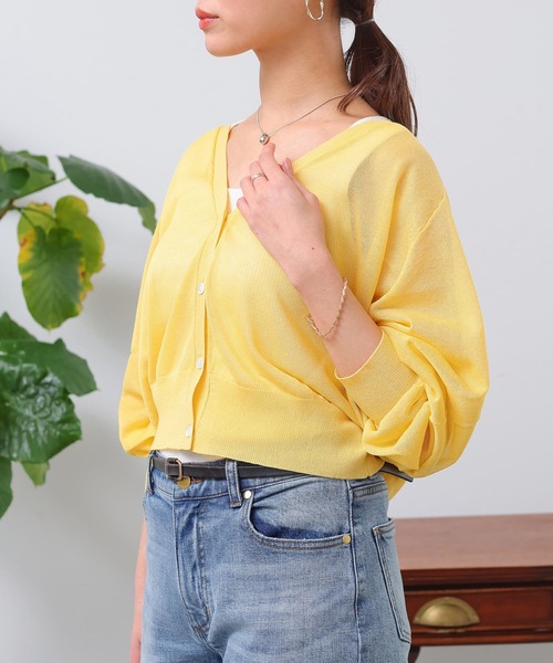 Chez toi（シェトワ）の「シアーラグラン短丈カーディガン（カーディガン/ボレロ・レディース・グリーン/アイボリー/イエロー/ブラック・FREE）」の7枚目の写真