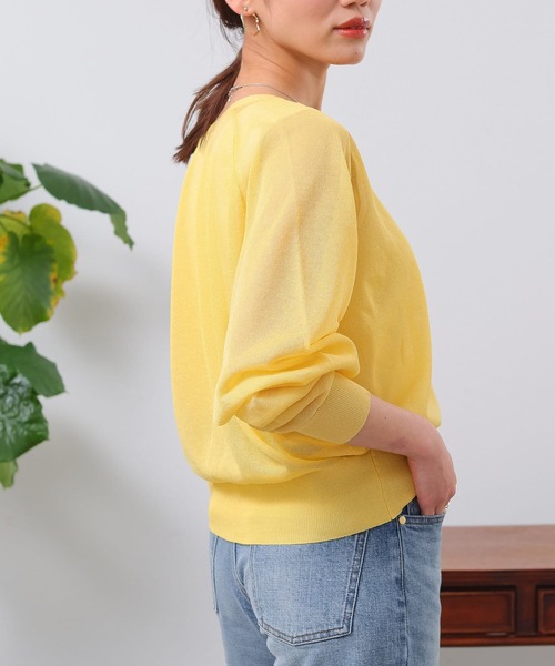 Chez toi（シェトワ）の「シアーラグラン短丈カーディガン（カーディガン/ボレロ・レディース・グリーン/アイボリー/イエロー/ブラック・FREE）」の19枚目の写真