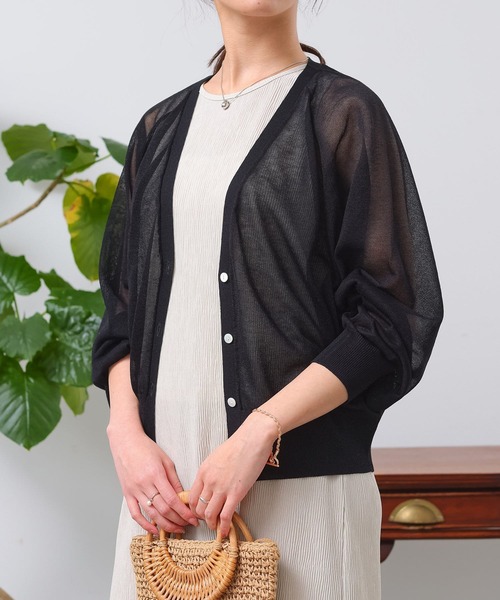 Chez toi（シェトワ）の「シアーラグラン短丈カーディガン（カーディガン/ボレロ・レディース・グリーン/アイボリー/イエロー/ブラック・FREE）」の13枚目の写真