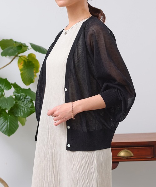 Chez toi（シェトワ）の「シアーラグラン短丈カーディガン（カーディガン/ボレロ・レディース・グリーン/アイボリー/イエロー/ブラック・FREE）」の8枚目の写真