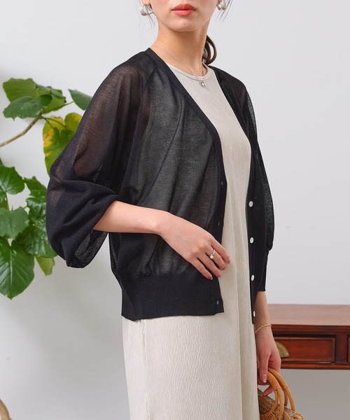 Chez toi（シェトワ）の「シアーラグラン短丈カーディガン（カーディガン/ボレロ・レディース・グリーン/アイボリー/イエロー/ブラック・FREE）」の20枚目の写真