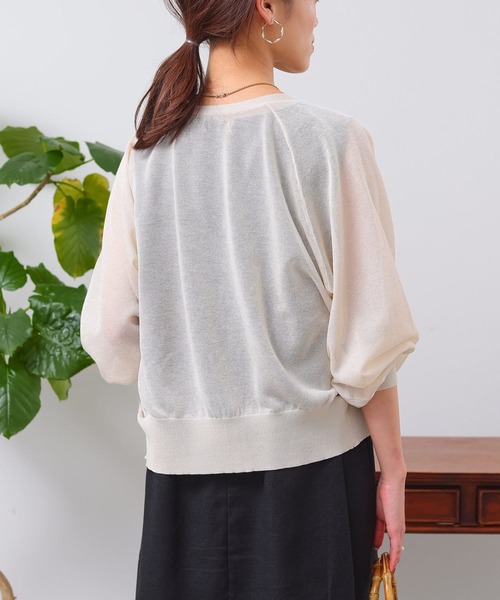 Chez toi（シェトワ）の「シアーラグラン短丈カーディガン（カーディガン/ボレロ・レディース・グリーン/アイボリー/イエロー/ブラック・FREE）」の9枚目の写真