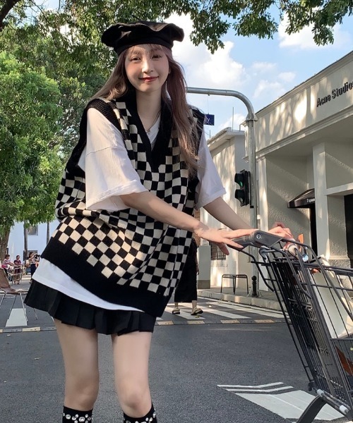 【美シルエットでスタイル抜群♪】CHANEL ベスト セットアップ対応】裾タックコクーンシルエットベスト(ベスト