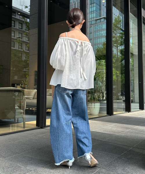 DouDou（ドゥドゥ）の「2WAYオフショルブラウス（シャツ/ブラウス・レディース・ブラック/オリーブ/オフホワイト・FREE）」の6枚目の写真