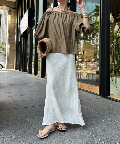 DouDou（ドゥドゥ）の「2WAYオフショルブラウス（シャツ/ブラウス・レディース・ブラック/オリーブ/オフホワイト・FREE）」の16枚目の写真