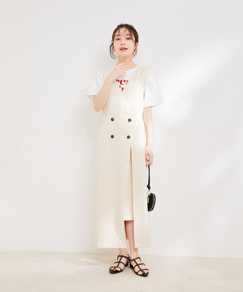 VIS（ビス）の「Vネックスリットジャンパースカート（ジャンパースカート・レディース・ブラック/キナリ/ベージュ系その他2・FREE）」の22枚目の写真