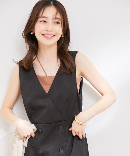 VIS（ビス）の「Vネックスリットジャンパースカート（ジャンパースカート・レディース・ブラック/キナリ/ベージュ系その他2・FREE）」の8枚目の写真