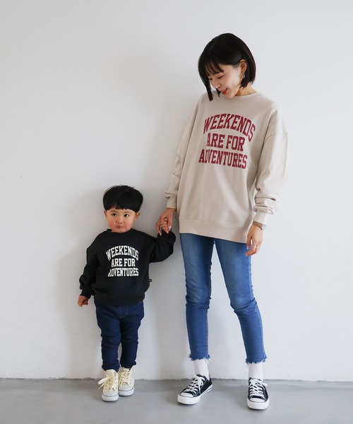 PUPPAPUPO(プッパプーポ)の「カレッジロゴ スウェット トレーナー(スウェット・キッズ・カーキ/スミクロ/アイボリー・90/110/100/120/140/130/80)」の18枚目の写真