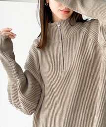 classicalelf（クラシカルエルフ）の「ルーズフィットが叶う！ボリュームスリーブ畦編みハーフジップニット（ニット/セーター）」