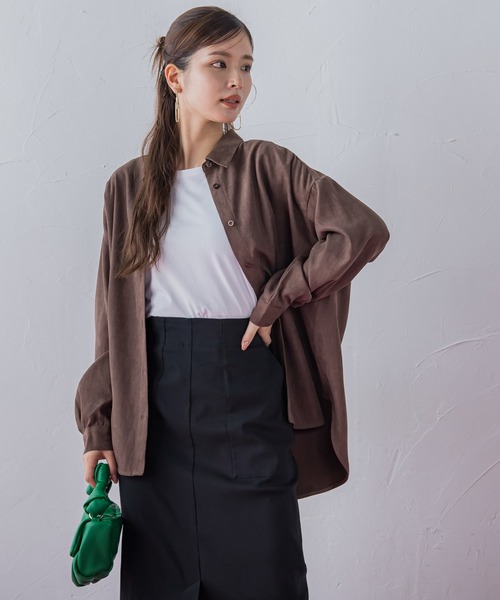 VICKY（ビッキー）の「【秋冬に取り入れたい】細ピッチコーデュロイオーバーシャツ《洗濯機で洗える》（シャツ/ブラウス・レディース・イエロー/ブラウン/オフホワイト/ブラック・M）」の9枚目の写真