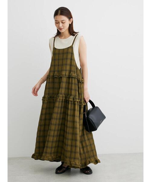 Petit fleur（プチフルール）の「・Petit　Fleur　フリルティアードキャミワンピ（ワンピース・レディース・パープル/ブラック/オリーブ・FREE）」の17枚目の写真