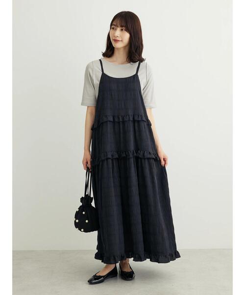 Petit fleur（プチフルール）の「・Petit　Fleur　フリルティアードキャミワンピ（ワンピース・レディース・パープル/ブラック/オリーブ・FREE）」の4枚目の写真