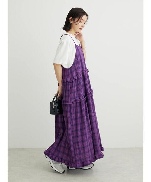 Petit fleur（プチフルール）の「・Petit　Fleur　フリルティアードキャミワンピ（ワンピース・レディース・パープル/ブラック/オリーブ・FREE）」の6枚目の写真