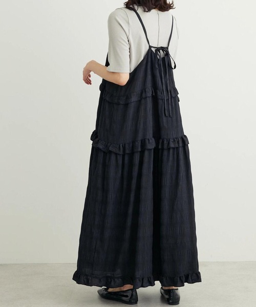 Petit fleur（プチフルール）の「・Petit　Fleur　フリルティアードキャミワンピ（ワンピース・レディース・パープル/ブラック/オリーブ・FREE）」の2枚目の写真