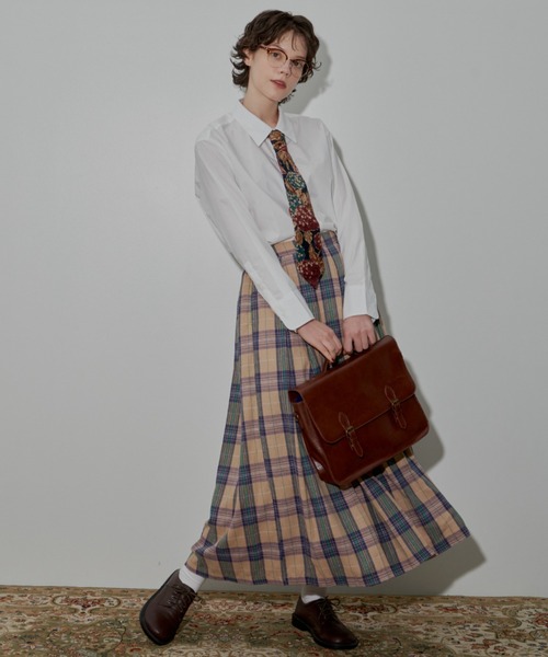 MERLOT(メルロー)の「タータンチェックタックスカート(スカート・レディース・イエロー/ベージュ・S/FREE)」の21枚目の写真