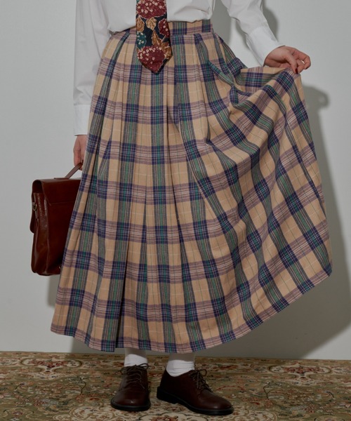 MERLOT(メルロー)の「タータンチェックタックスカート(スカート・レディース・イエロー/ベージュ・S/FREE)」の15枚目の写真