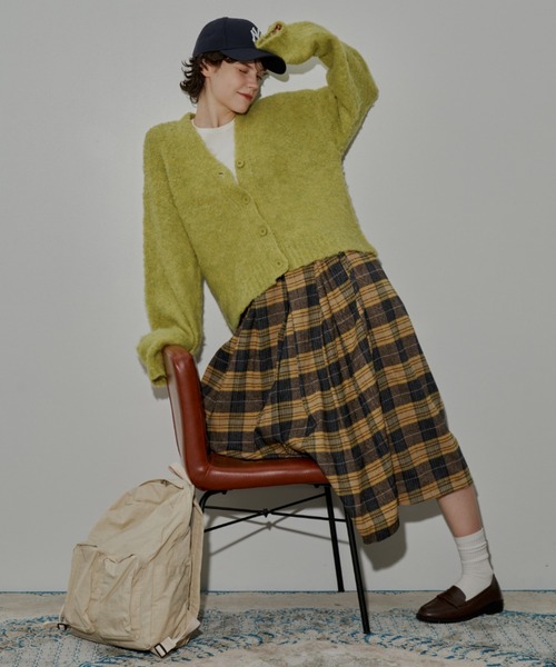 MERLOT(メルロー)の「タータンチェックタックスカート(スカート・レディース・イエロー/ベージュ・S/FREE)」の14枚目の写真