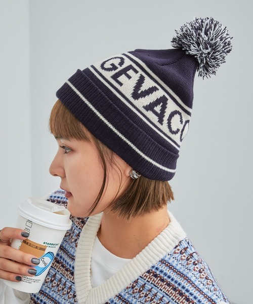 GEVACO（ゲバコ）の「【GEVACO/ゲバコ】ロゴボンボンニットキャップ（ニットキャップ/ビーニー・レディース・チャコールグレー/ブルー/レッド/ネイビー・ONE SIZE）」の12枚目の写真