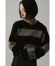 CHIGNON ボーダーショートニットプルオーバー