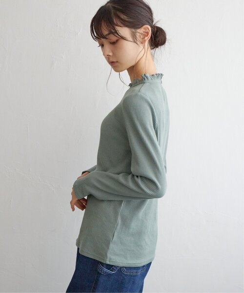 LBC（エルビーシー）の「三角テレコ襟フリルロンT（Tシャツ/カットソー・レディース・オレンジ/グリーン/ブラック/ホワイト・M/L）」の6枚目の写真